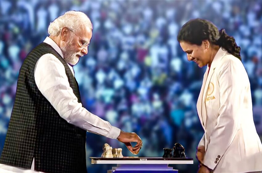  Chess Olympiad Torch Relay: PM Narendra Modi plays Chess with Koneru Humpy