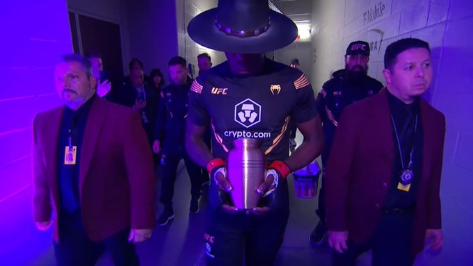  UFC fighter Israel Adesanya walks out to Undertaker theme