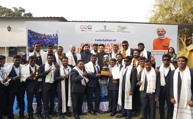  Indian Blind Cricket T20: Union Sports Minister felicitates the team