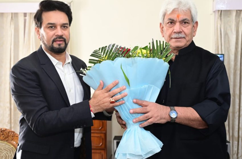  Anurag Singh Thakur and the Hon’ble LG of Jammu and Kashmir Manoj Sinha on Saturday launched the 3rd Khelo India Winter Games mascot, theme song and jersey.